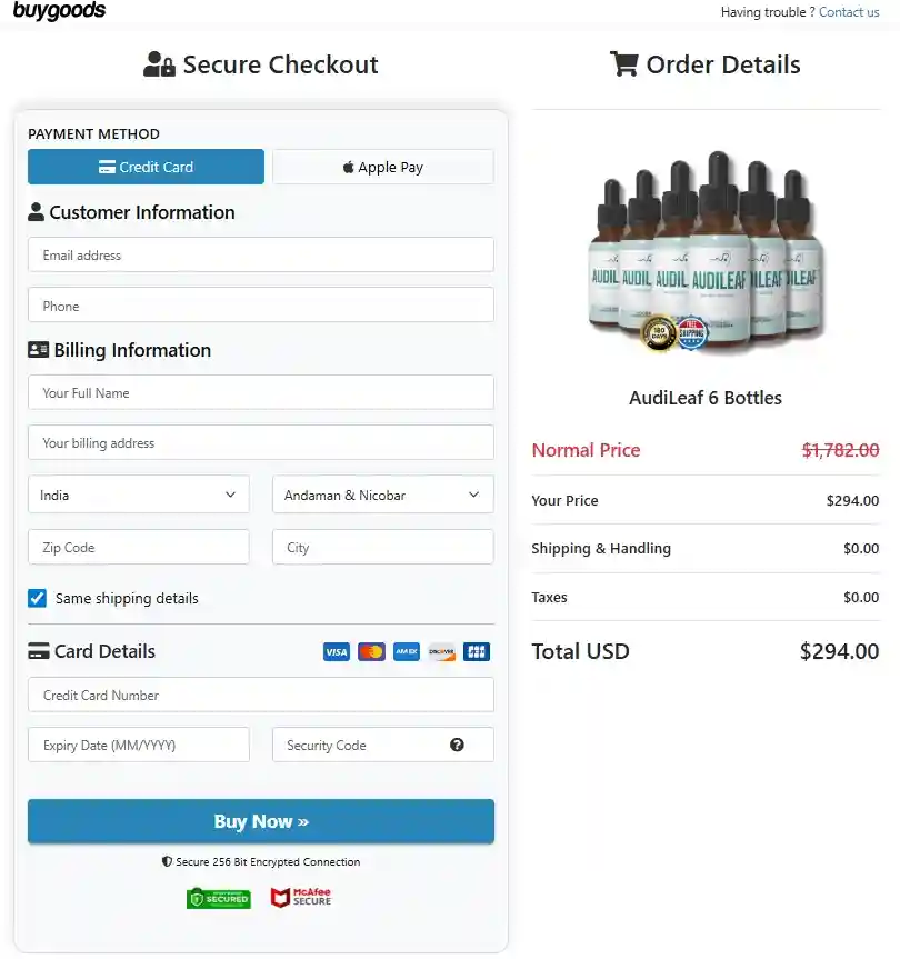 AudiLeaf Order Page